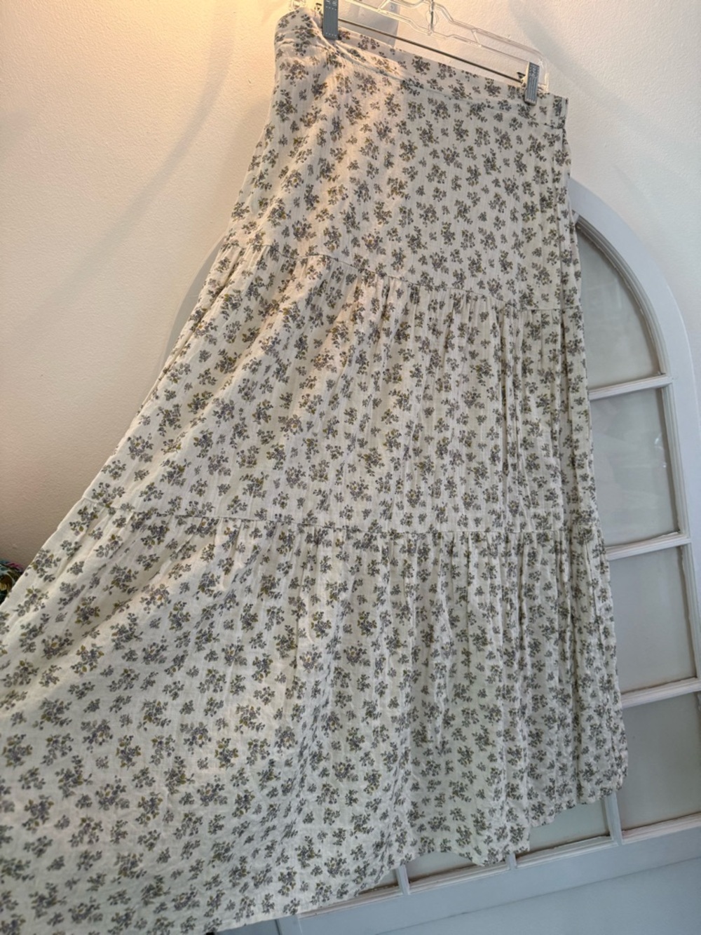 She + Sky Floral Tiered Maxi Skirt – Boho Cottagecore – Size Large